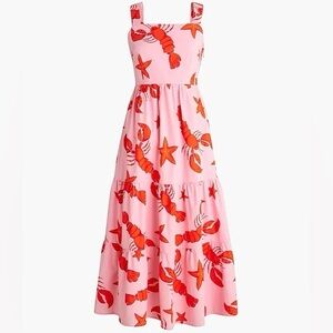J.Crew Factory Lobster and Starfish Midi Dress Multicolor Sleeveless XS